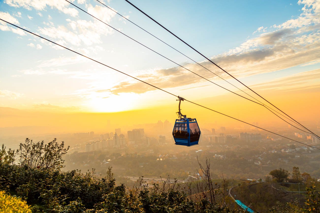 Cable car road to Kok-tobe hill in Almaty Kazakhstan